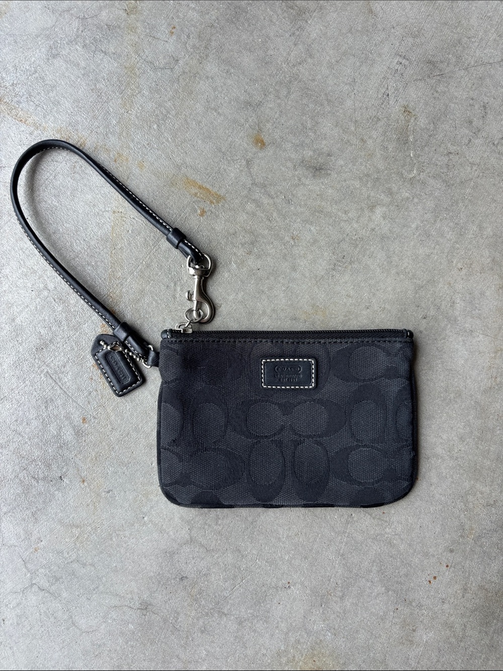 Coach Canvas Black Signature Logo Wristlet with Strap